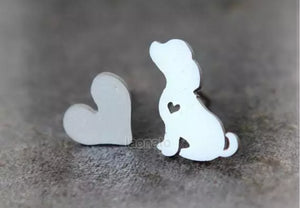 Dog And Heart Shaped Earrings